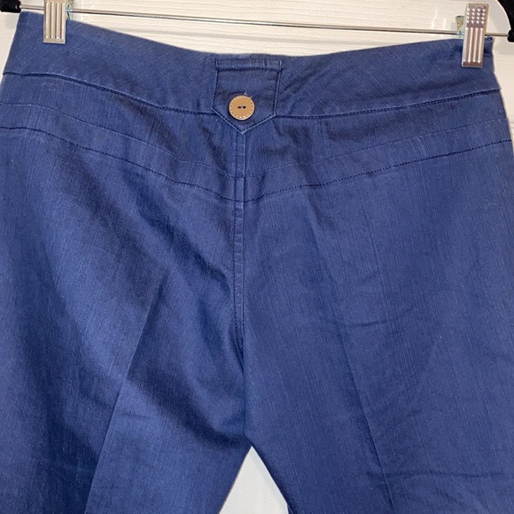 Mandee Y2K Blue Five Button Double Front Deep Pockets Flare Capri Bottoms SZ 7 - Picture 5 of 5